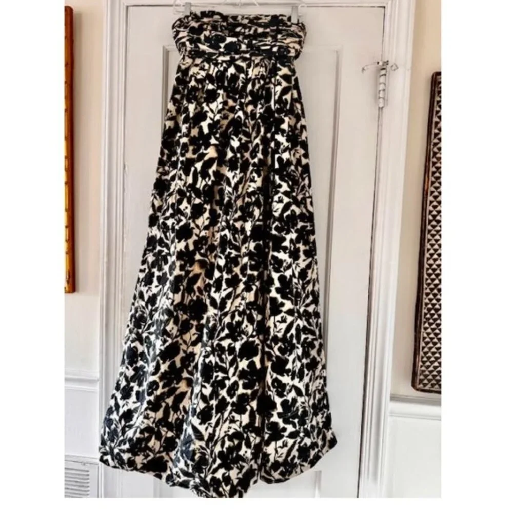 J Crew Collection Strapless Bow Back Maxi Floral Print Cotton Maxi Dress Wedding